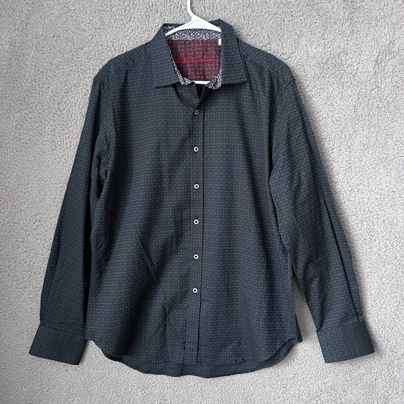 Robert Graham Shirt Mens Large Gray Classic Fit Button Up Long Sleeve Flip Cuff‎ - Picture 1 of 12